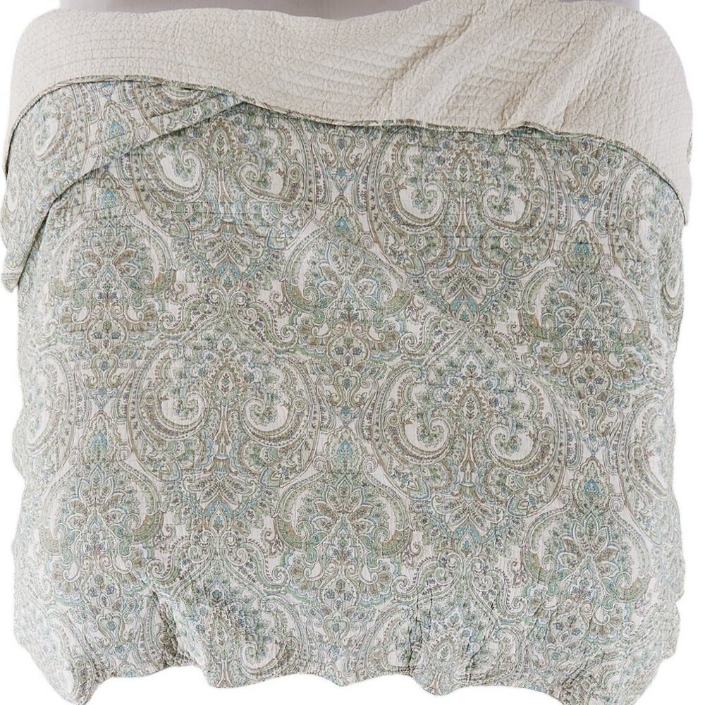 Levtex Home NWT Assisi Quilt Set Full/Queen 2 Shams Mint Green Paisley Floral